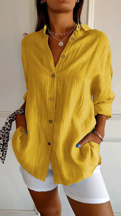Prisma Pleated Plus Size Lapel Shirt Product Image 10
