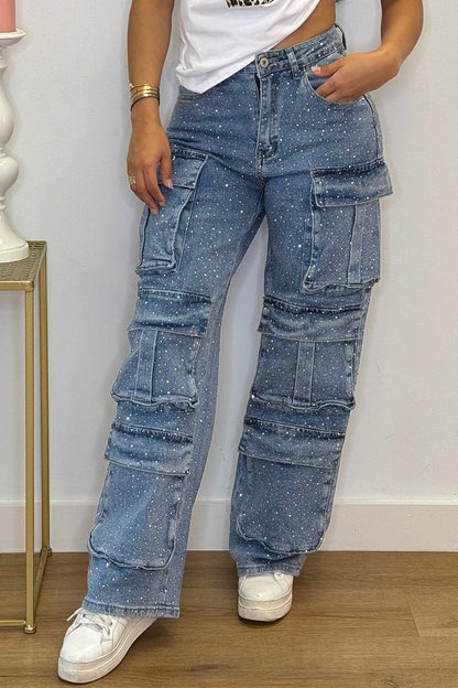 Remy High Waist Wide Leg Cargo Jeans Product Image 03