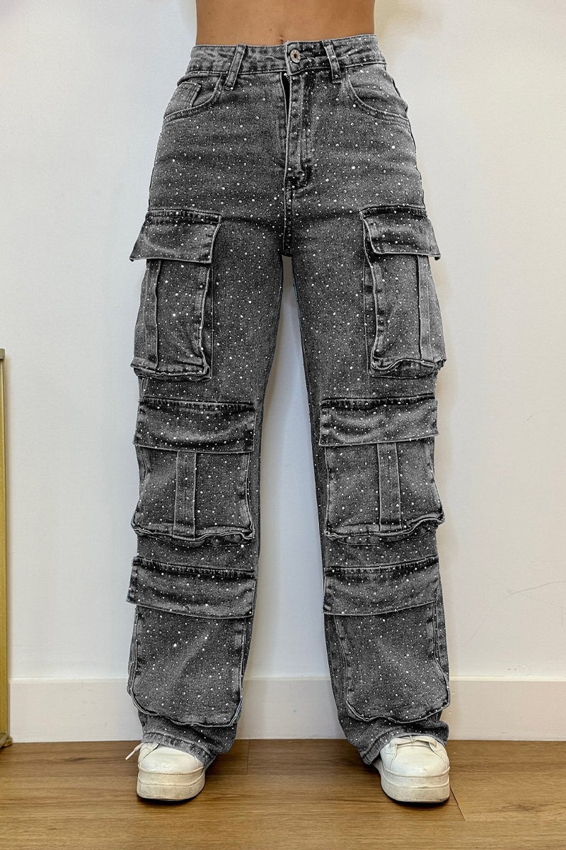 Remy High Waist Wide Leg Cargo Jeans Product Image 06