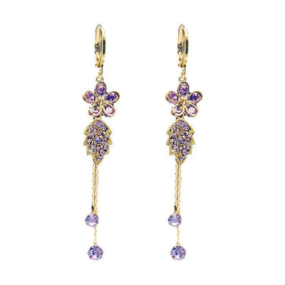 Selara Floral Rhinestone Tassel Earrings Product Image 02