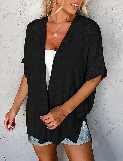 Serene Short Sleeve Open Front Cardigan Product Image 06