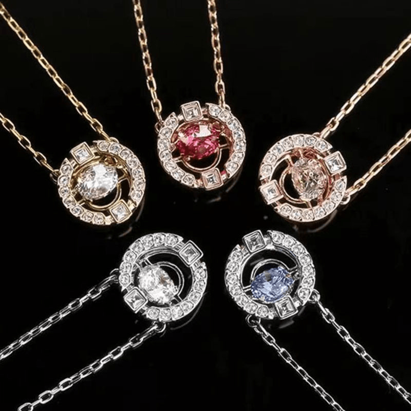 Shimmer Motion Rhinestone Pendant Necklace Product Image 04