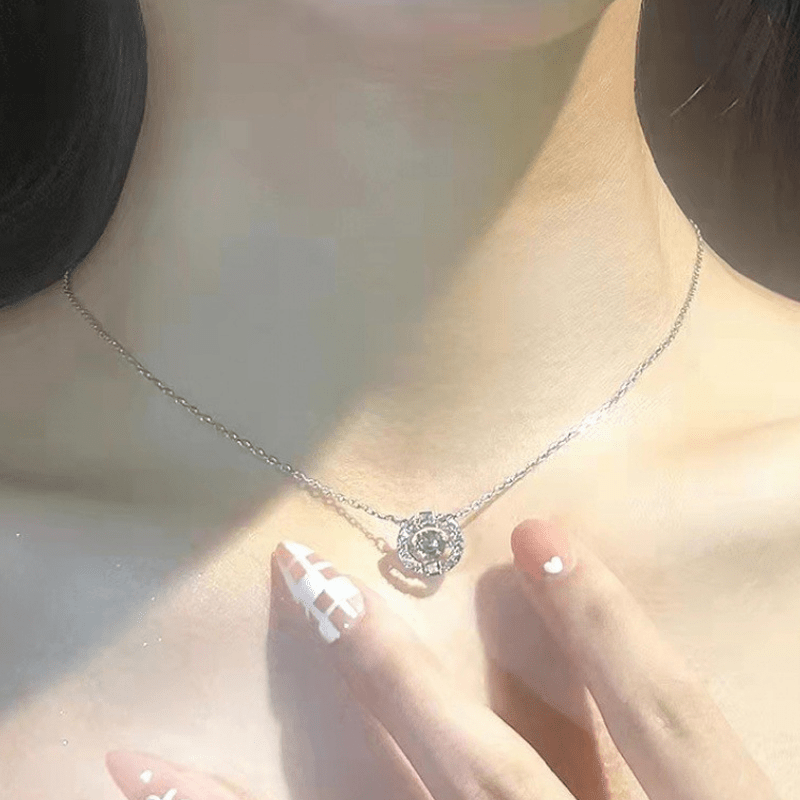 Shimmer Motion Rhinestone Pendant Necklace Product Image 05