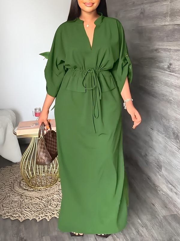 Sienna V Neck Side Slit Dress Product Image 01