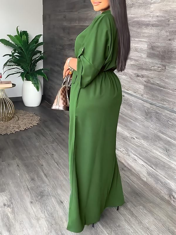 Sienna V Neck Side Slit Dress Product Image 03