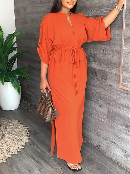 Sienna V Neck Side Slit Dress Product Image 04