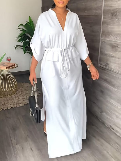 Sienna V Neck Side Slit Dress Product Image 06