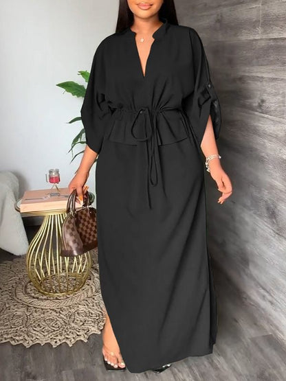 Sienna V Neck Side Slit Dress Product Image 08