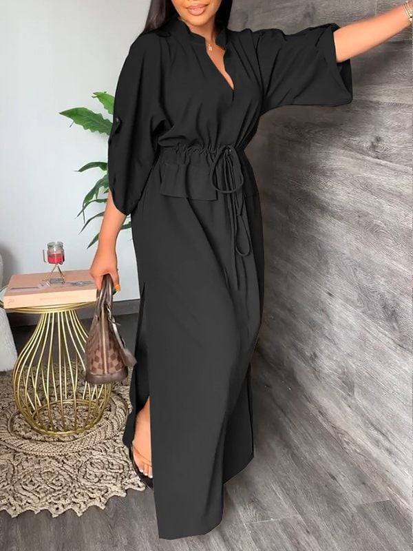Sienna V Neck Side Slit Dress Product Image 09