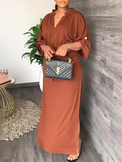 Sienna V Neck Side Slit Dress Product Image 10