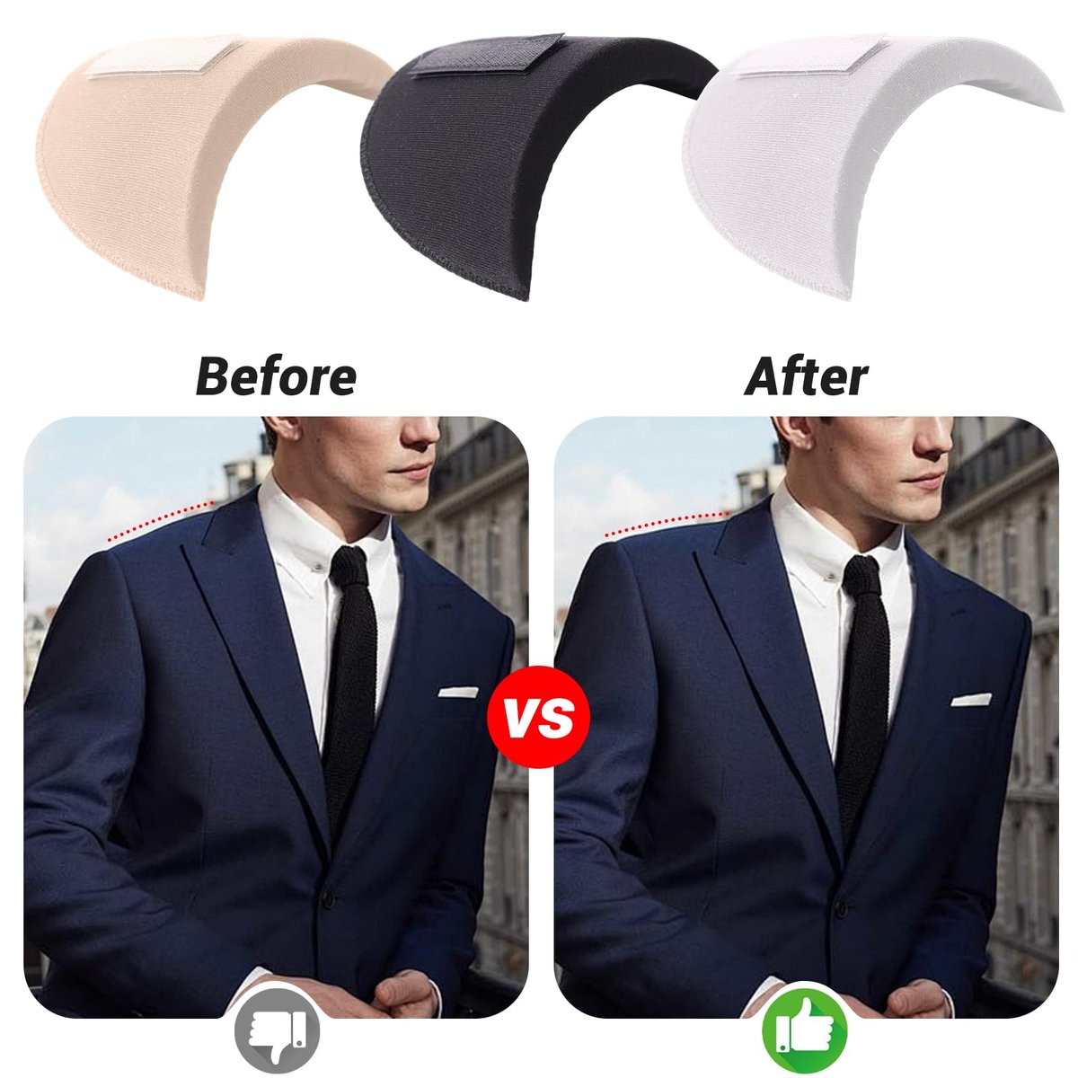 Silhouette Shoulder Pads Soft Sponge Lift Inserts Product Image 01