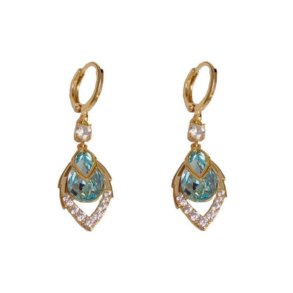 Sky Blue Teardrop Art Deco Hoop Earrings Product Image 02