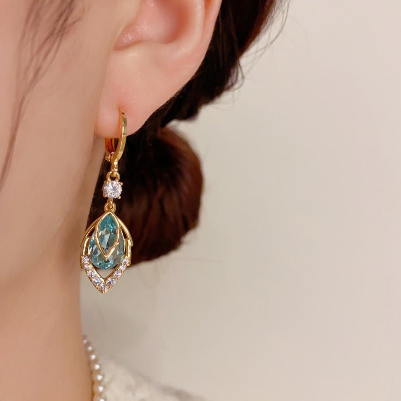Sky Blue Teardrop Art Deco Hoop Earrings Product Image 06