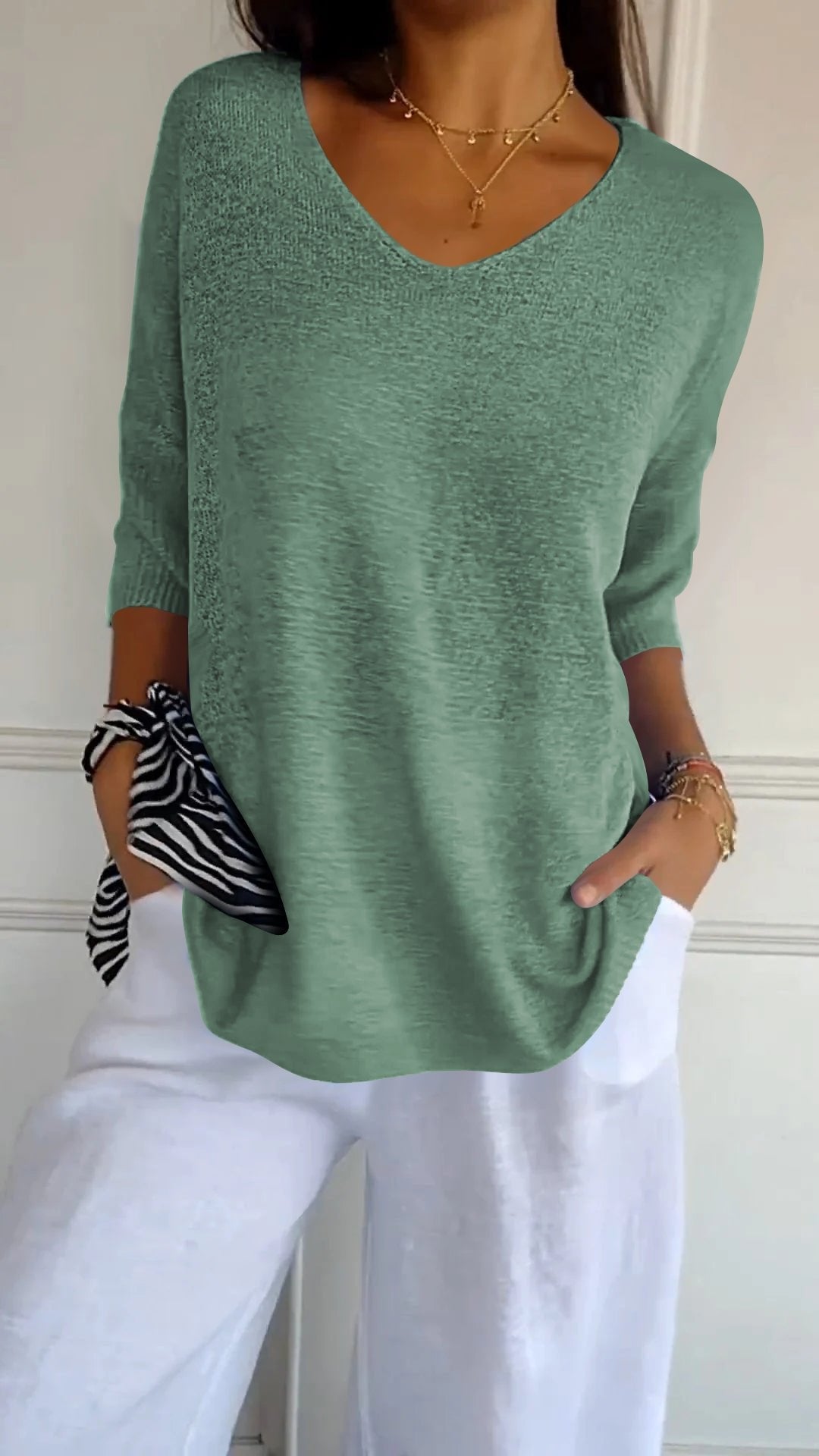 Softline V Neck Knit Layering Top Product Image 12