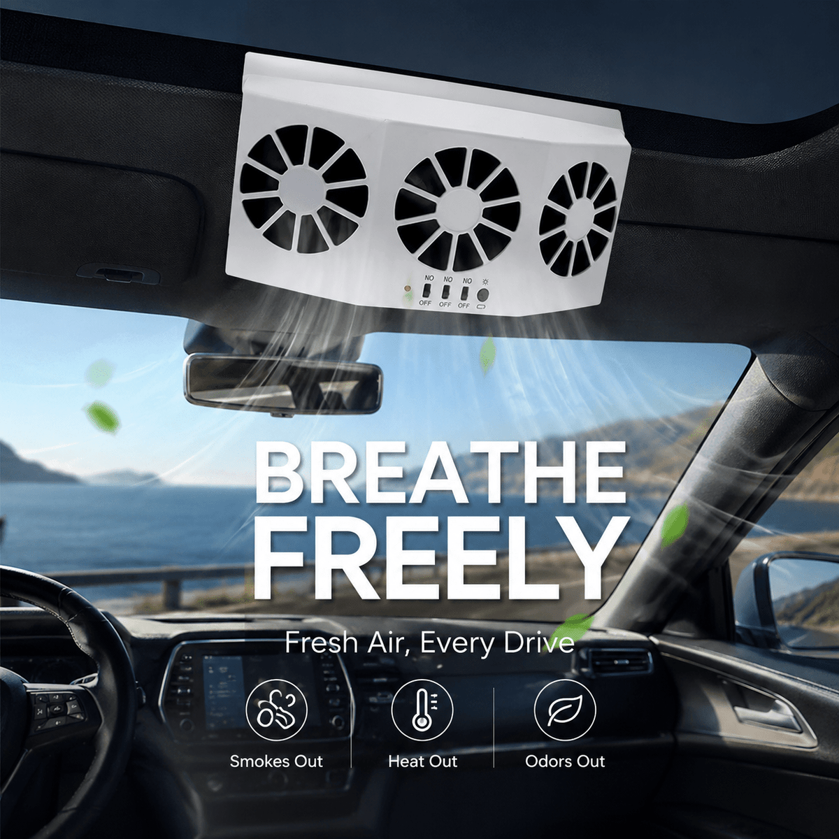Solar Powered Car Window Fan Product Image 04