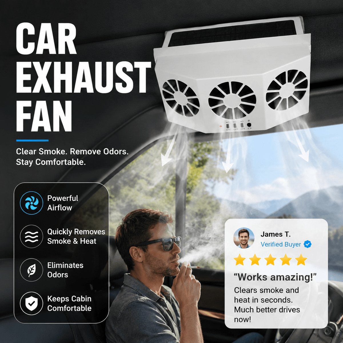 Solar Powered Car Window Fan Product Image 05