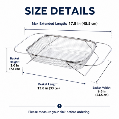 Stainless Steel Adjustable Sink Drainer Basket Product Image 01