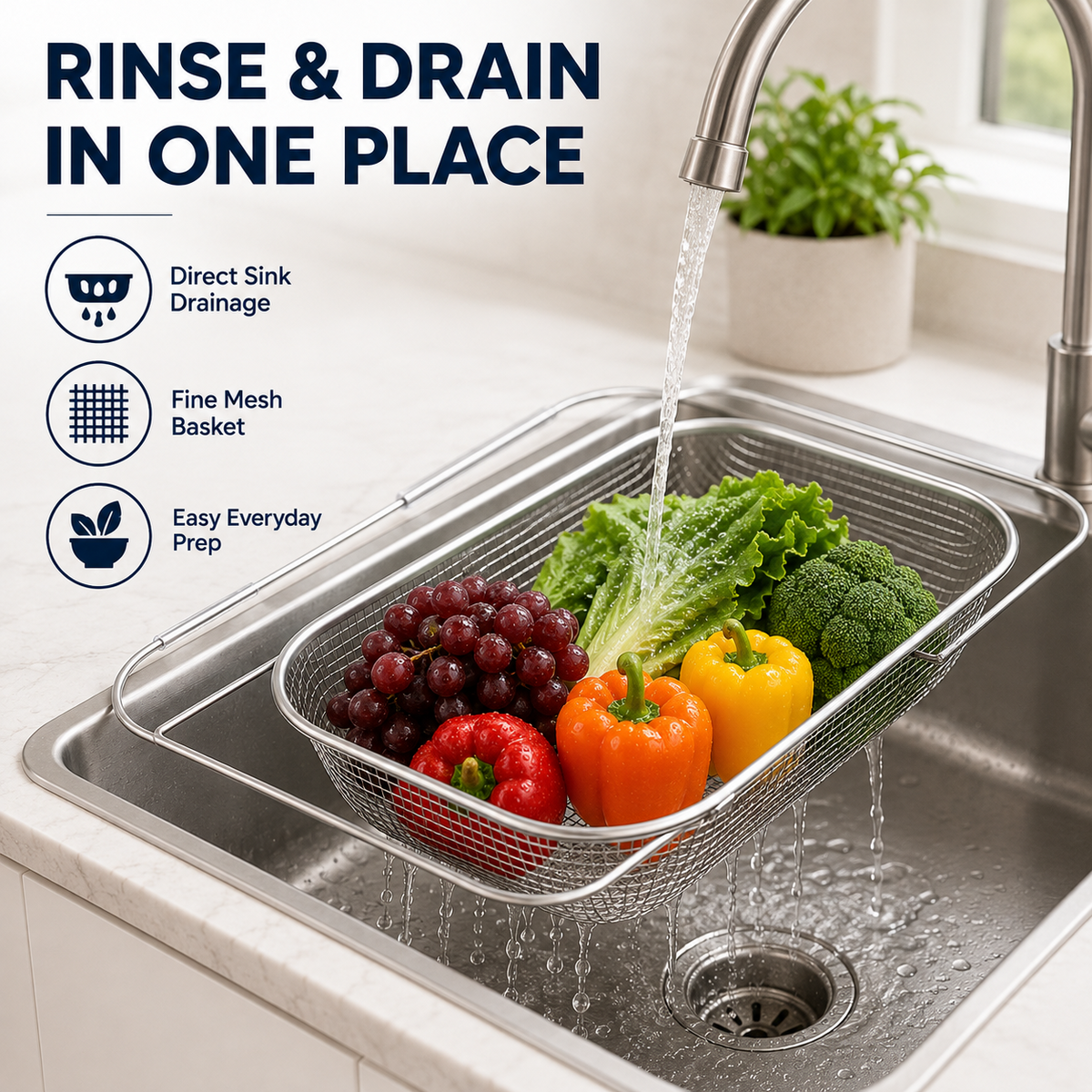 Stainless Steel Adjustable Sink Drainer Basket Product Image 05
