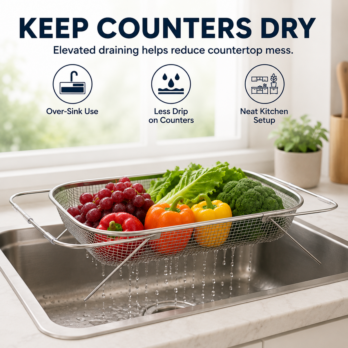 Stainless Steel Adjustable Sink Drainer Basket Product Image 07