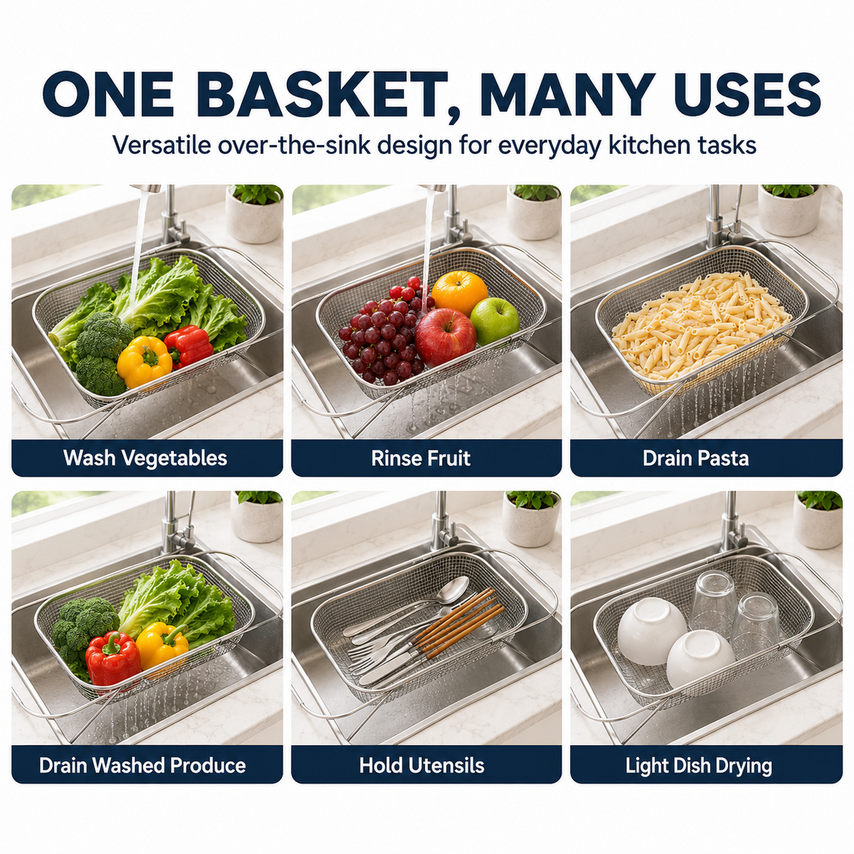 Stainless Steel Adjustable Sink Drainer Basket Product Image 08