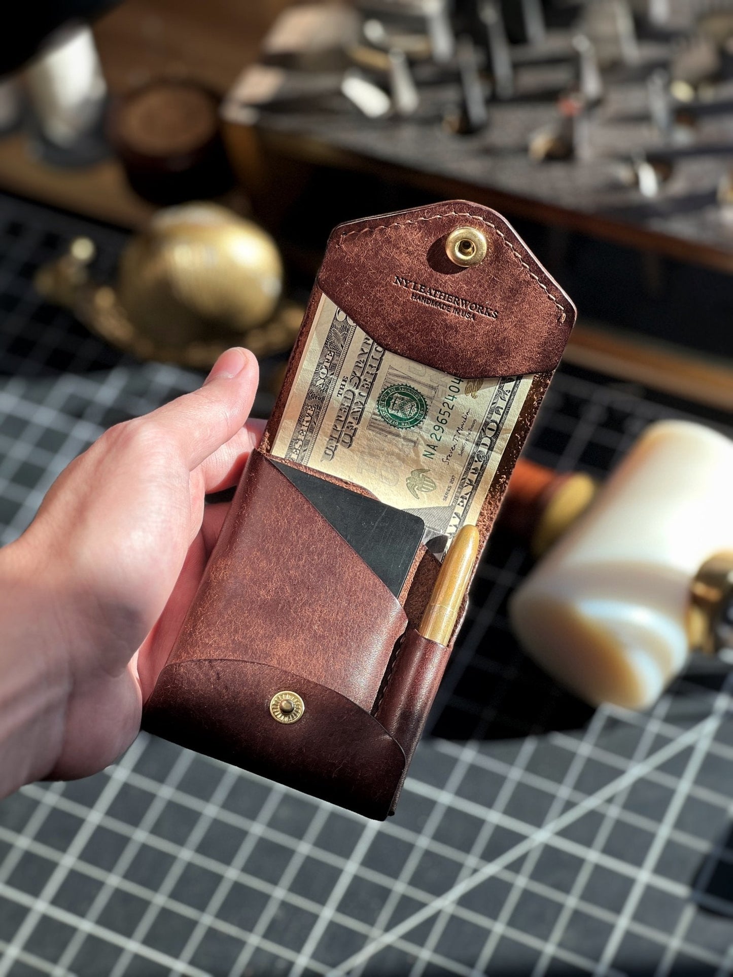 Sterling Full Grain Leather Wallet Pen Slot Product Image 07