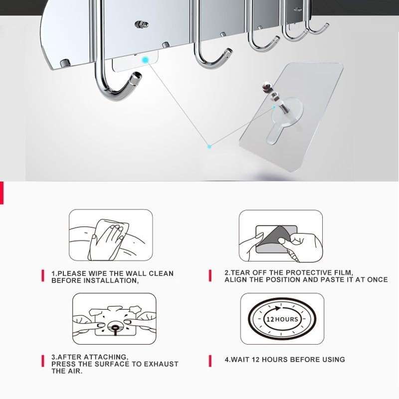 Strata Clear Adhesive Wall Hooks 10 Piece Product Image 05