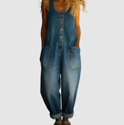 Strata Relaxed Denim Look Overalls Product Image 02