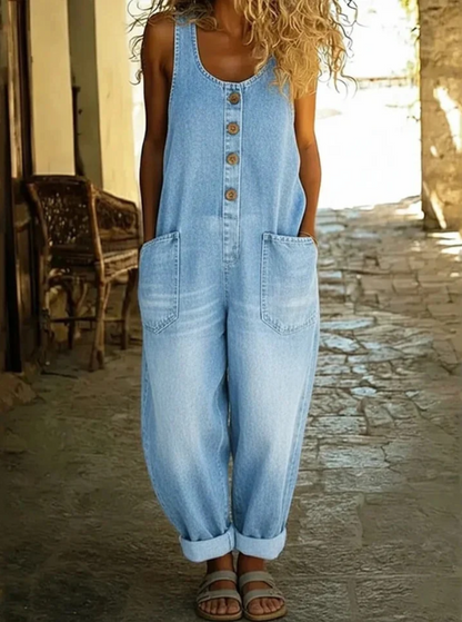 Strata Relaxed Denim Look Overalls Product Image 03