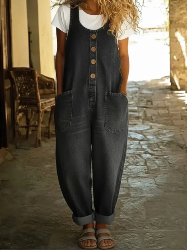 Strata Relaxed Denim Look Overalls Product Image 04