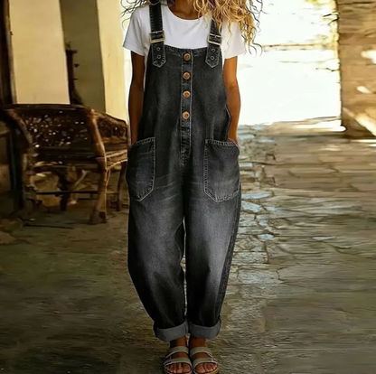 Strata Relaxed Denim Look Overalls Product Image 07