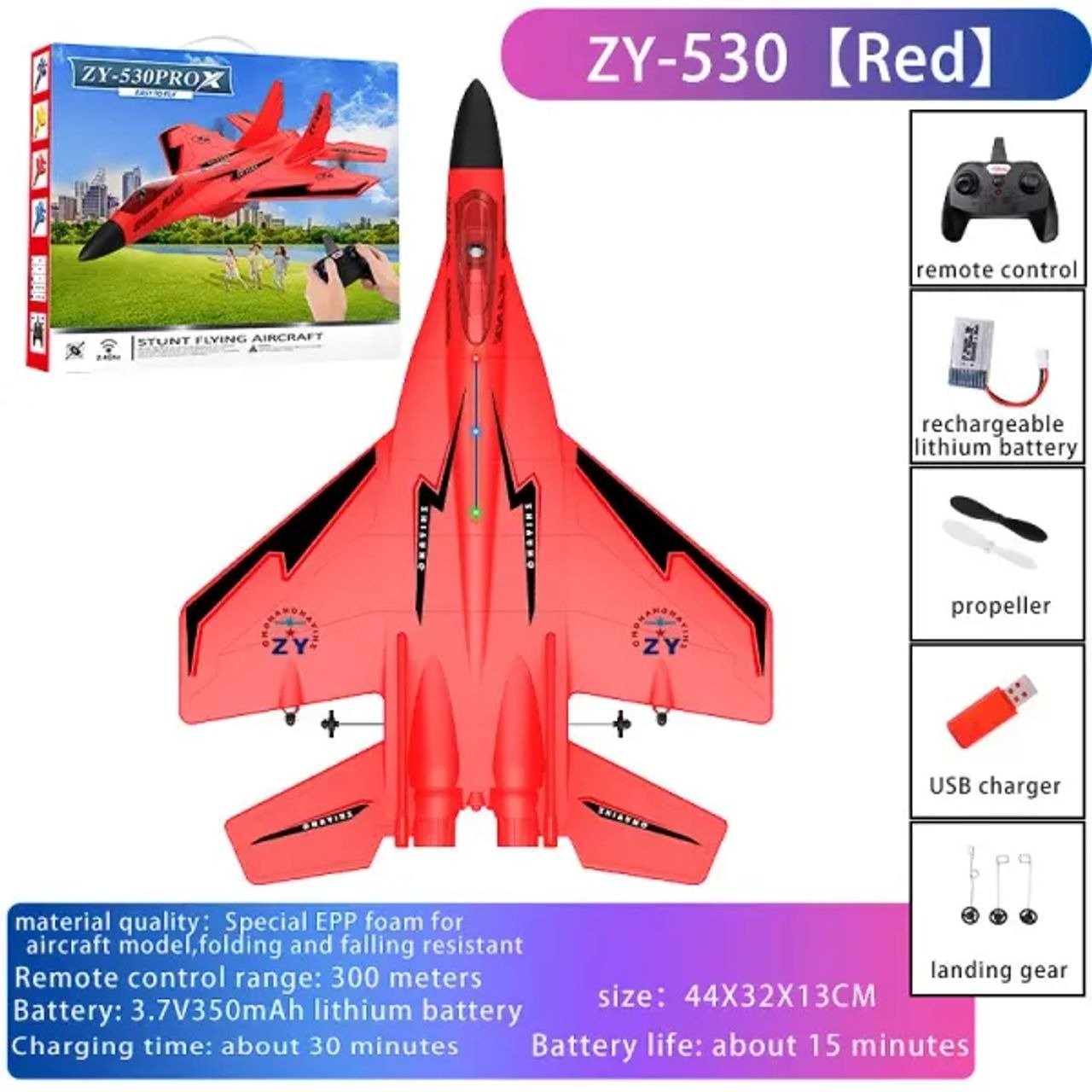 Stratoglide Rc Fighter Jet Led Flying Toy Product Image 01