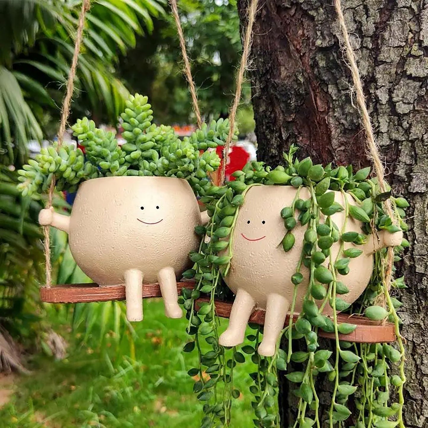 Sunny Smile Hanging Planter Resin Pot Product Image 01