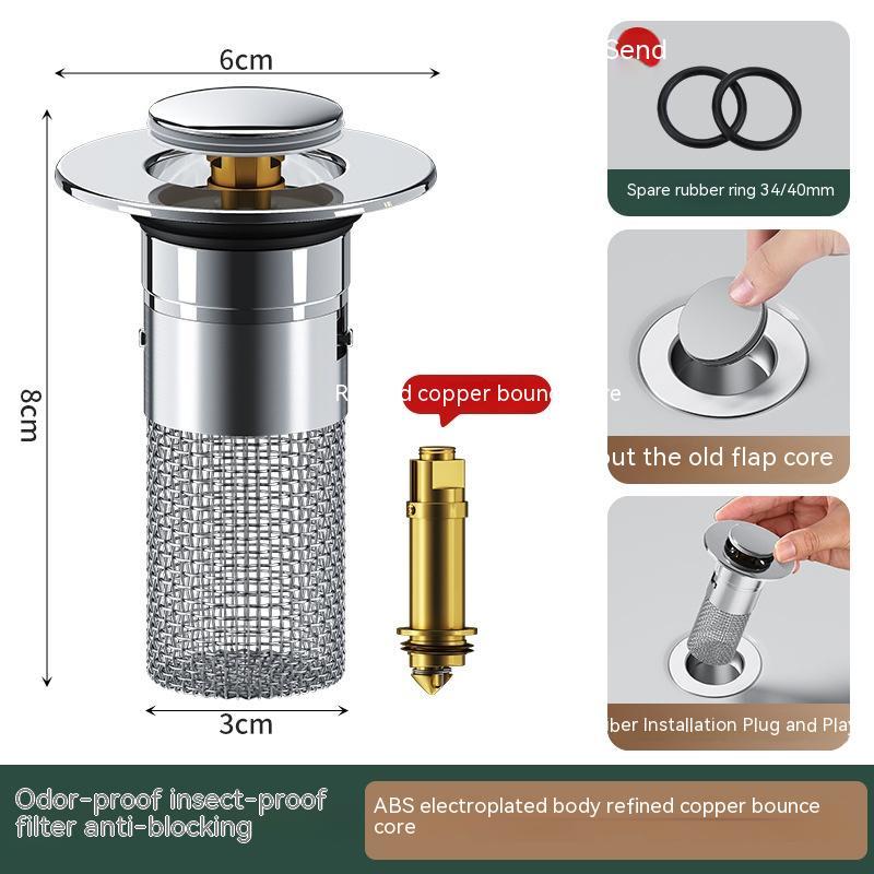 Swiftseal Pop Up Drain Stopper Hair Filter Product Image 05