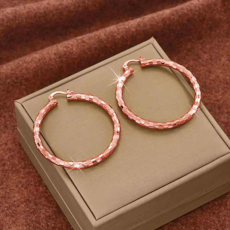 Textured Round Hoop Earrings Product Image 10