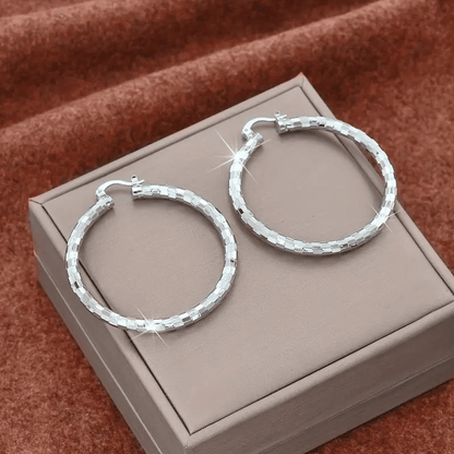 Textured Round Hoop Earrings Product Image 11