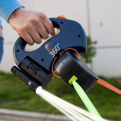 Trailease Dual Retractable Dog Leash Led Swivel Product Image 02