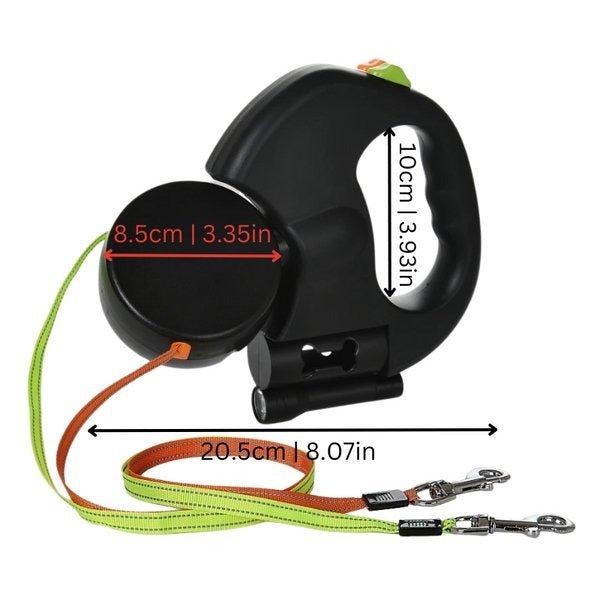 Trailease Dual Retractable Dog Leash Led Swivel Product Image 06