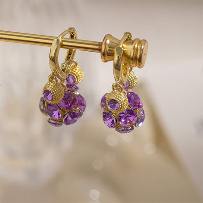 Violet Crystal Sphere Hoop Earrings Product Image 01