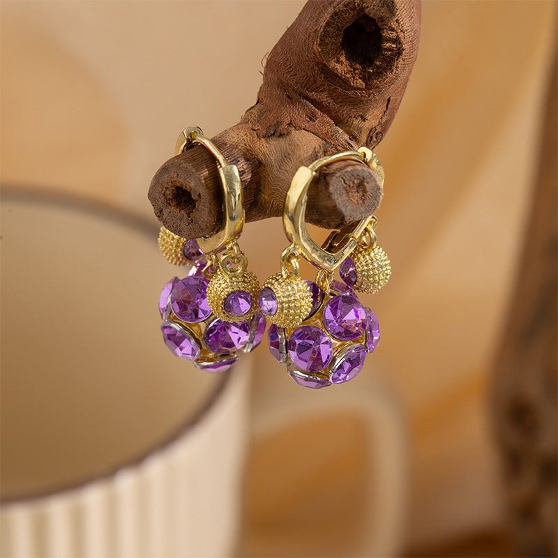Violet Crystal Sphere Hoop Earrings Product Image 02
