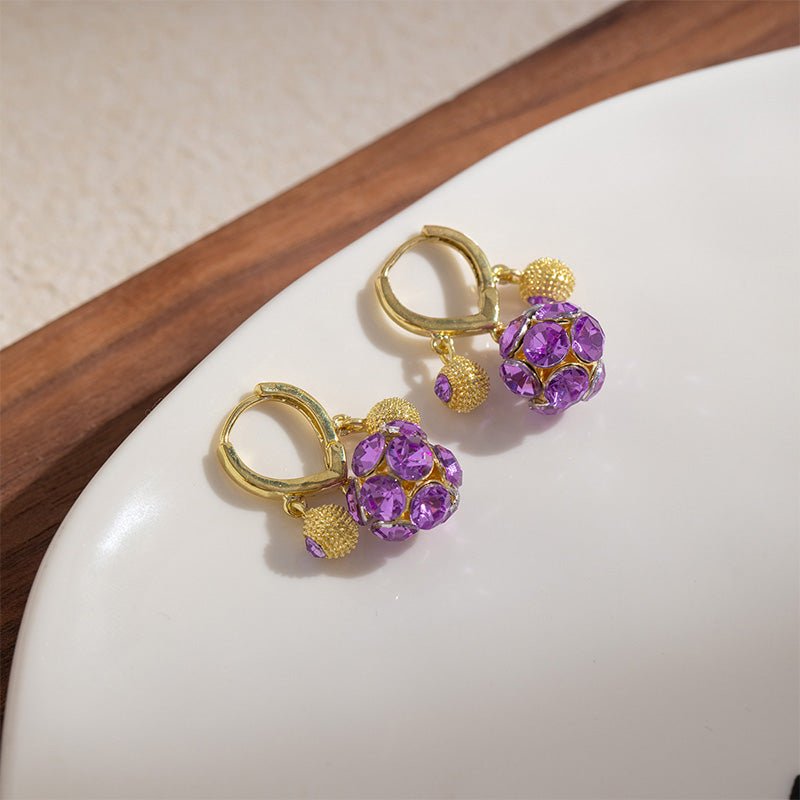 Violet Crystal Sphere Hoop Earrings Product Image 03