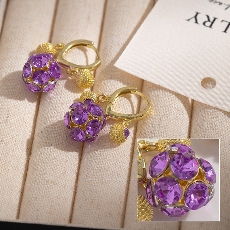 Violet Crystal Sphere Hoop Earrings Product Image 05