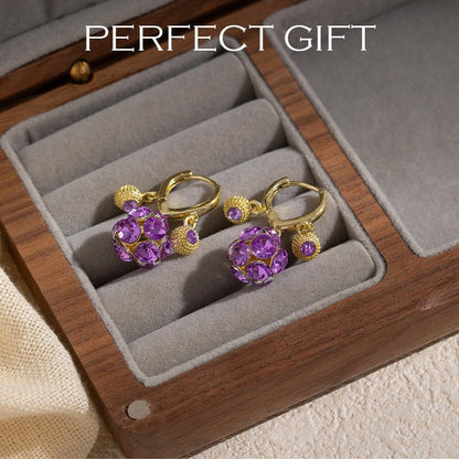 Violet Crystal Sphere Hoop Earrings Product Image 06