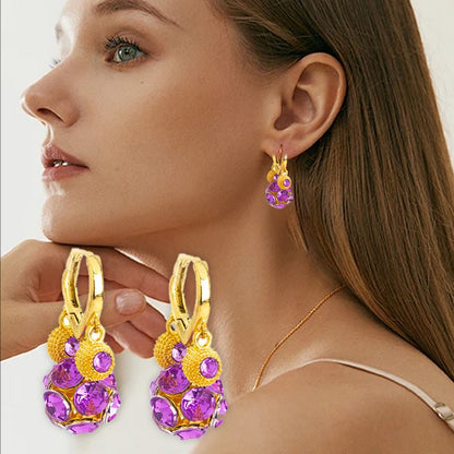 Violet Crystal Sphere Hoop Earrings Product Image 07