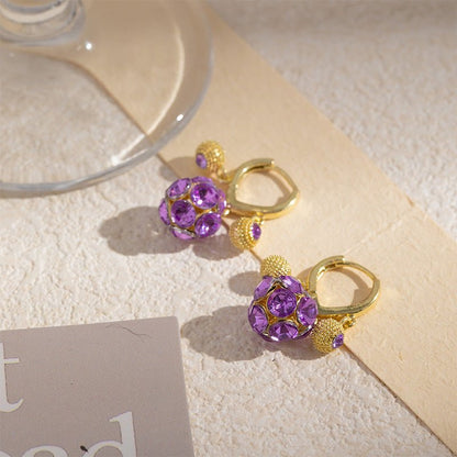 Violet Crystal Sphere Hoop Earrings Product Image 09