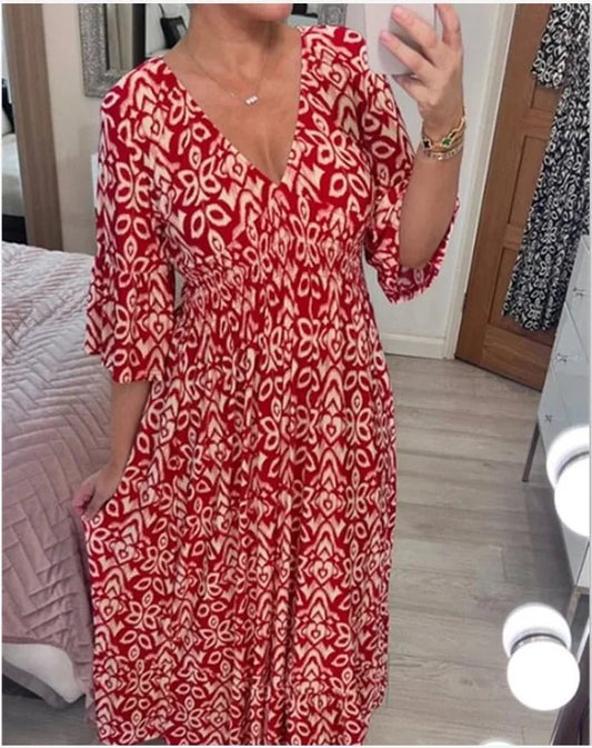 Virelle Floral Midi Loose Fit Dress Product Image 01