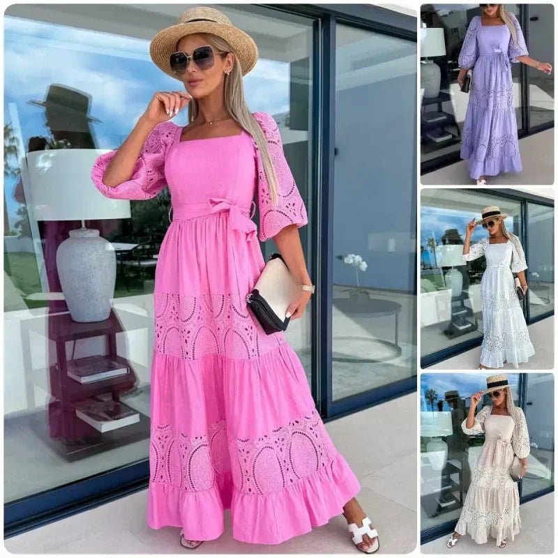 Willow Patchwork Tie Waist Maxi Dress Product Image 02