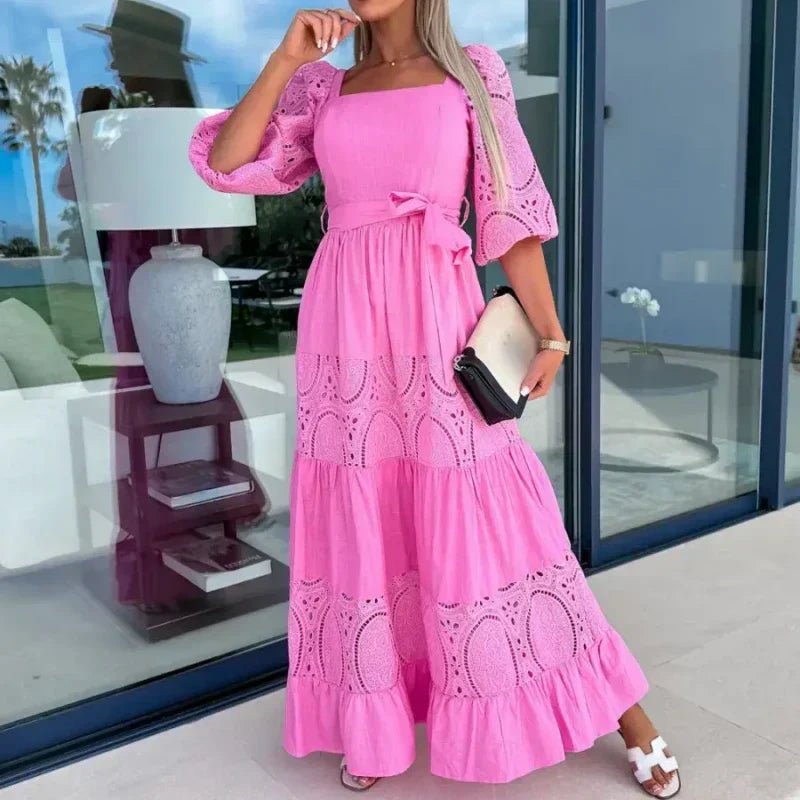 Willow Patchwork Tie Waist Maxi Dress Product Image 03