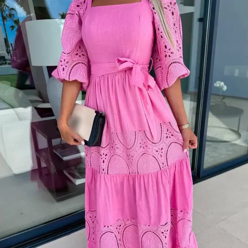 Willow Patchwork Tie Waist Maxi Dress Product Image 04