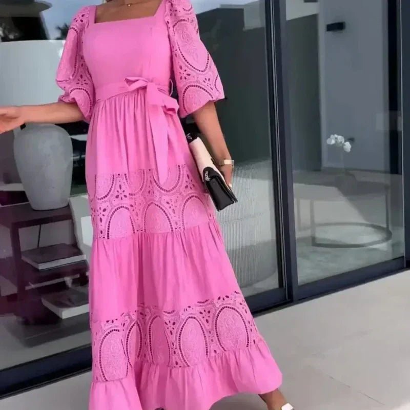 Willow Patchwork Tie Waist Maxi Dress Product Image 05