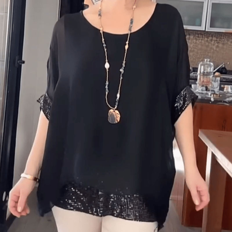 Willow Sparkle Trim Relaxed Blouse Product Image 01